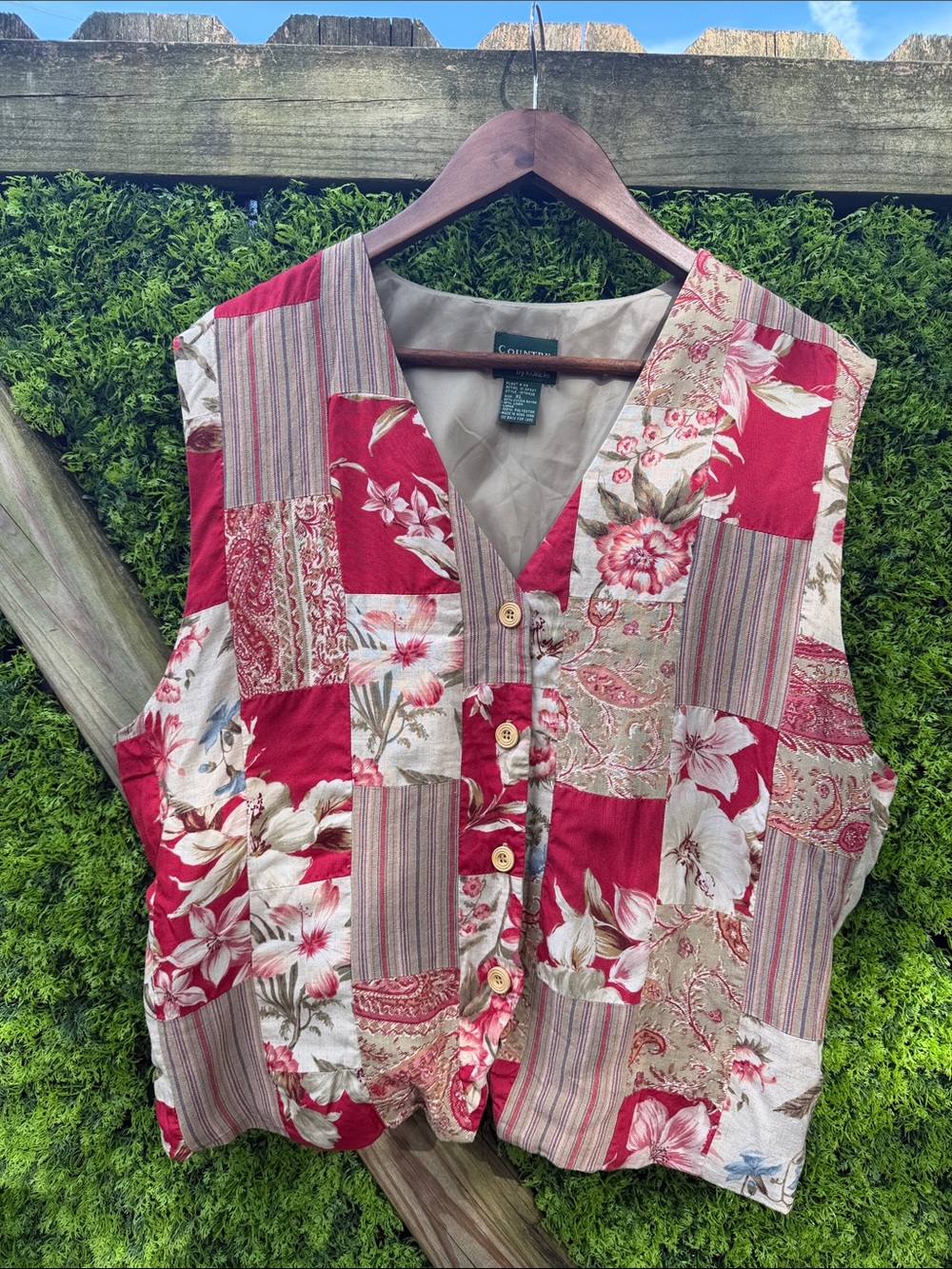 Vintage Country Classics Floral Patchwork Linen Vest